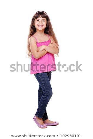 Stock fotó: Brunette Little Girl Isolated On A Over White Background