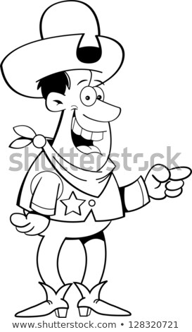 Foto stock: Cartoon Cowboy Pointing