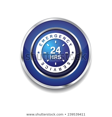 ストックフォト: 24 Hours Emergency Service Blue Vector Icon Button