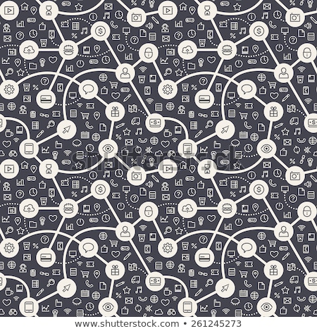 ストックフォト: Contrasty Dark Seamless Pattern With Web Icons