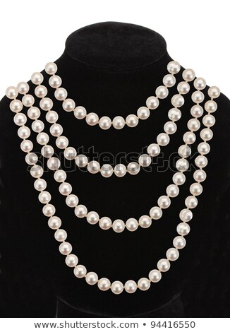 Stock fotó: Pearl Necklace On Black Mannequin Isolated On White