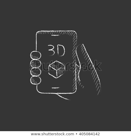 Stok fotoğraf: Three D Box Icon Drawn In Chalk