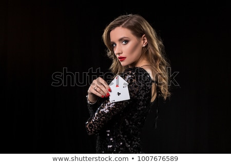 Сток-фото: Young Woman In Casino Gambling Concept