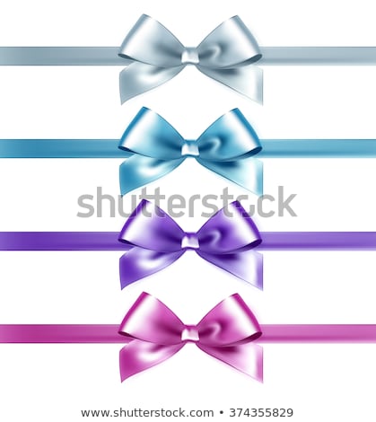 Stock photo: Set Of Isolated Pink White And Blue Photorealistic Silk Bows