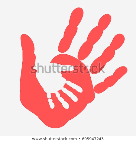 Stock foto: Mother And Child Handprint Palm Of Woman And Baby