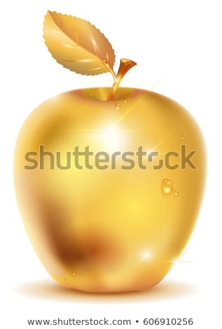 Stock foto: Golden Apple With Drop Of Dew