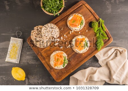 Zdjęcia stock: Smoked Salmon On Rice Bread Toasts