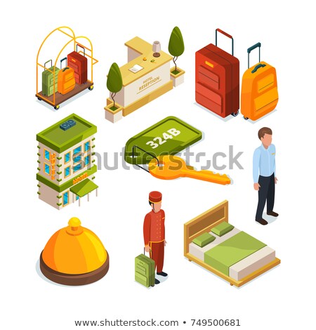 Zdjęcia stock: Reception Bell Isometrics Isolated Table Bell Vector Illustrati