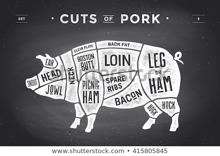 Foto stock: Cut Of Pork Diagram For Butcher Pork Cut