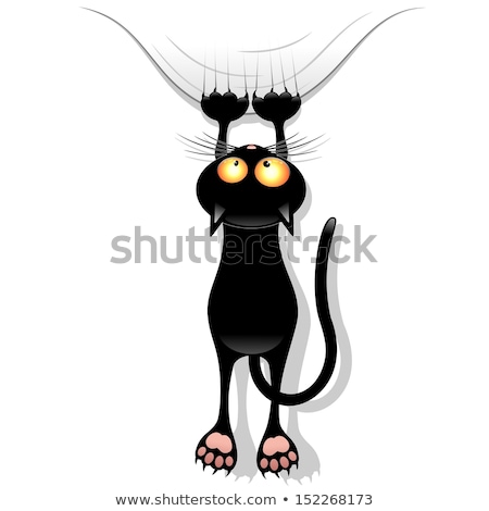 Foto stock: Angry Cartoon Black Cat Witch