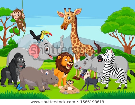 ストックフォト: Cartoon Wild Animal Characters Group