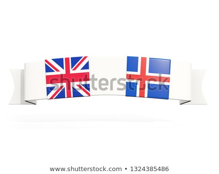 Stock fotó: Banner With Two Square Flags Of United Kingdom And Iceland