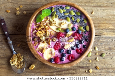 Stockfoto: Smoothie Bowls Healthy Breakfast Bowl On Pink Background