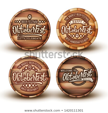 Foto stock: Calligraphy Text Advertising On Barrel Set Vector