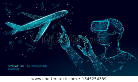 Stock fotó: Vr Virtual Reality Banner Technology Concept Low Poly Vector Illustration