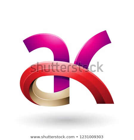 Foto stock: Magenta And Red 3d Bold Curvy Letter A Vector Illustration