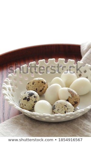 Stock fotó: Quail Eggs On Linen Background