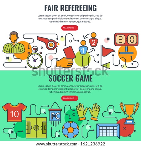 Foto stock: Fair Refereeing And Soccer Game Banners