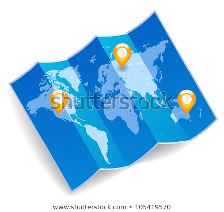 Folded World Map With Gps Marks Stock photo © ildogesto