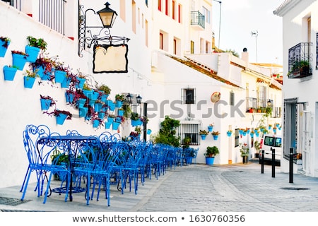 Foto stock: Picturesque Street Of Mijas With Flower Pots In Facades