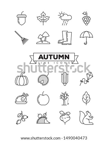 Stock fotó: Autumn Icon And Objects Set