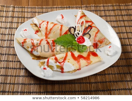 Dessert - Crêpes à la sauce aux cerises [[stock_photo]] © Fanfo