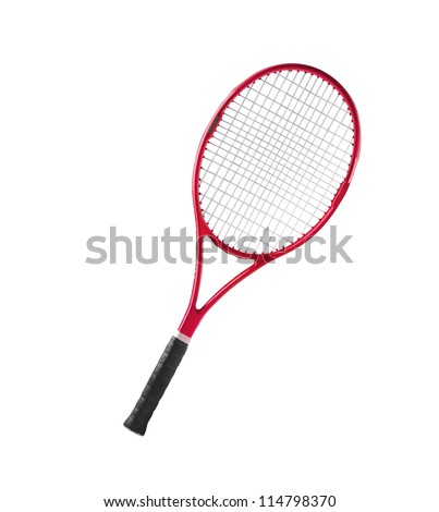 Foto stock: Red Tennis Racket Isolated White Background