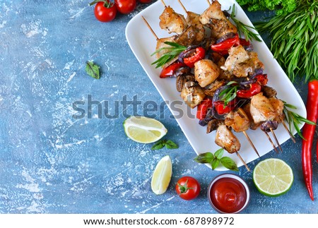 Сток-фото: Chicken Skewers With Salad