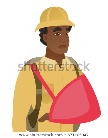 Foto stock: Young African American Traveler With Broken Arm