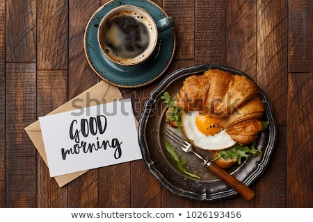 Stockfoto: Good Morning Continental Breakfast On Ristic Wooden Background