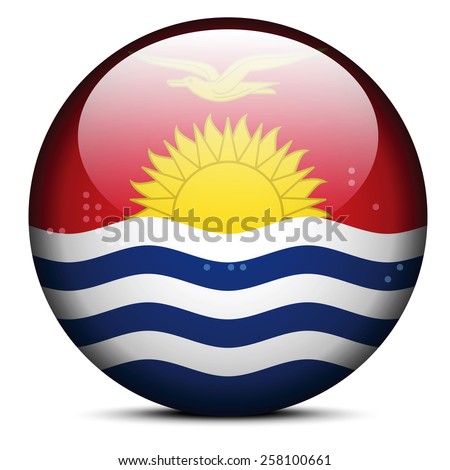 Foto stock: Map With Dot Pattern On Flag Button Of Kiribati