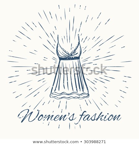 Stockfoto: Gown And Vintage Sun Burst Frame Women Fashion Emblem
