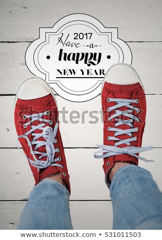 Сток-фото: 2017 New Year Wishes With Teenager Wearing Sneakers