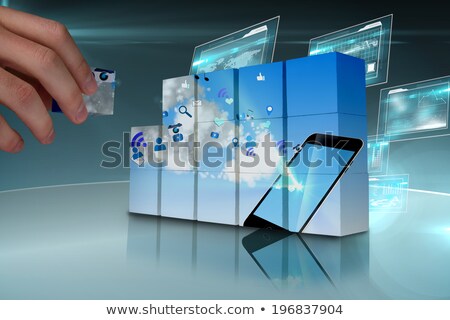 [[stock_photo]]: Hand Holding Digitally Generated Application Icon Interface