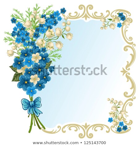 [[stock_photo]]: Lace Frames With Bunch Of Flower On The Blue Background
