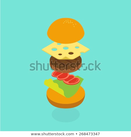 Stock foto: Burgers Color Isometric Concept Icons