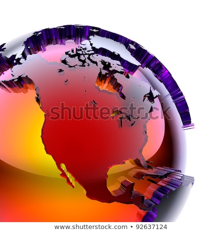 Stock photo: Red Transparent Glass Earth Globe On A White