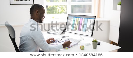 Foto stock: Accountant Using Software For Invoices And Tax Documents