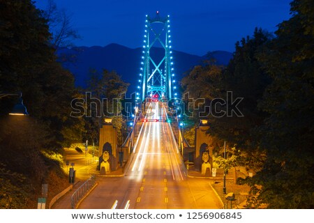Foto stock: Lions Gate Bridge Entrance At Night
