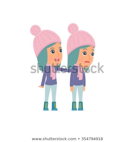 Stock fotó: Good Character Winter Girl Cares And Helps To His Friend In Diff