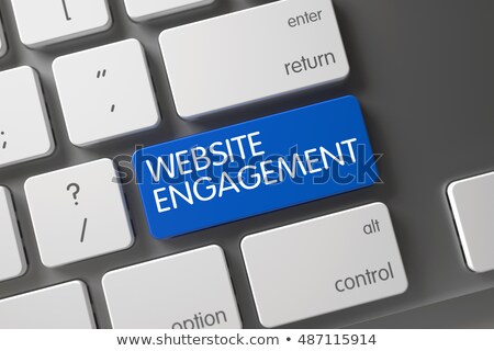 Foto stock: Keyboard With Blue Button - Website Engagement 3d