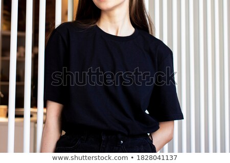 Сток-фото: Woman Wearing Blank White Shirt And Black Skirt