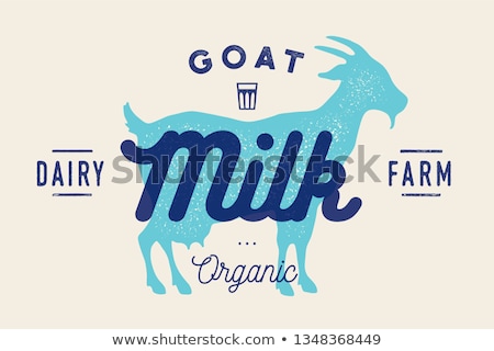 Foto stock: Milk Goat Logo With Goat Silhouette Text Milk Dairy Farm