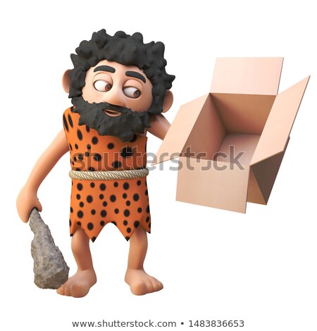 Zdjęcia stock: Cartoon Caveman Holding Club