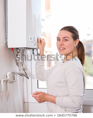 Stock fotó: Girl Standing Near White Column