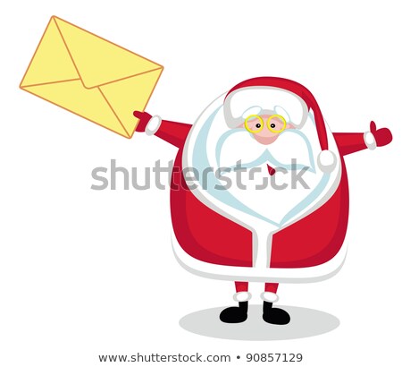 Stock photo: Santa Claus Holding Envelop And Christmas Bell