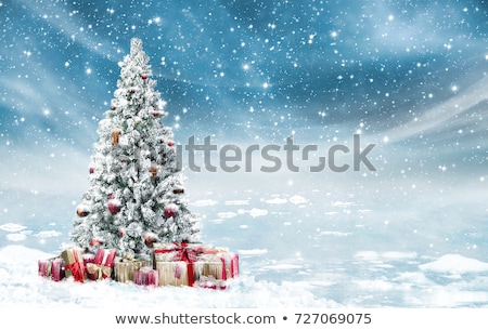 Stock photo: Art Blue Christmas Tree Snowy Winter Christmas Landscape