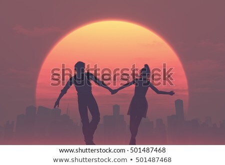 Atractiva pareja romántica en la luz del atardecer Foto stock © Orla