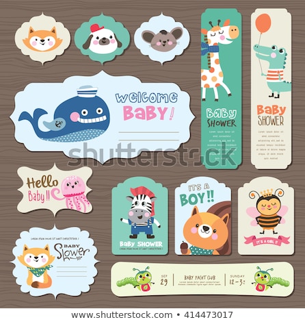 Stock photo: Baby Shower Card With Cute Little Fox