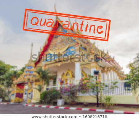 Stockfoto: Quarantine Due To Coronavirus Epidemic Covid19 Thai Temple In Phuket Town Wat Mongkolnimit